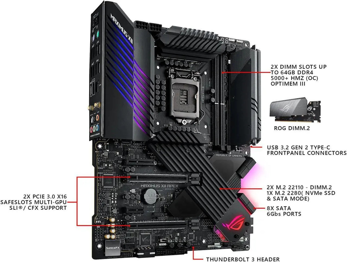 Scheda Madre ASUS ROG MAXIMUS XII APEX LGA1200 INTEL Z590 DDR4 M.2 Supporta CPU Core I3-10100F I3-10305 I5-10500 I7-10700K