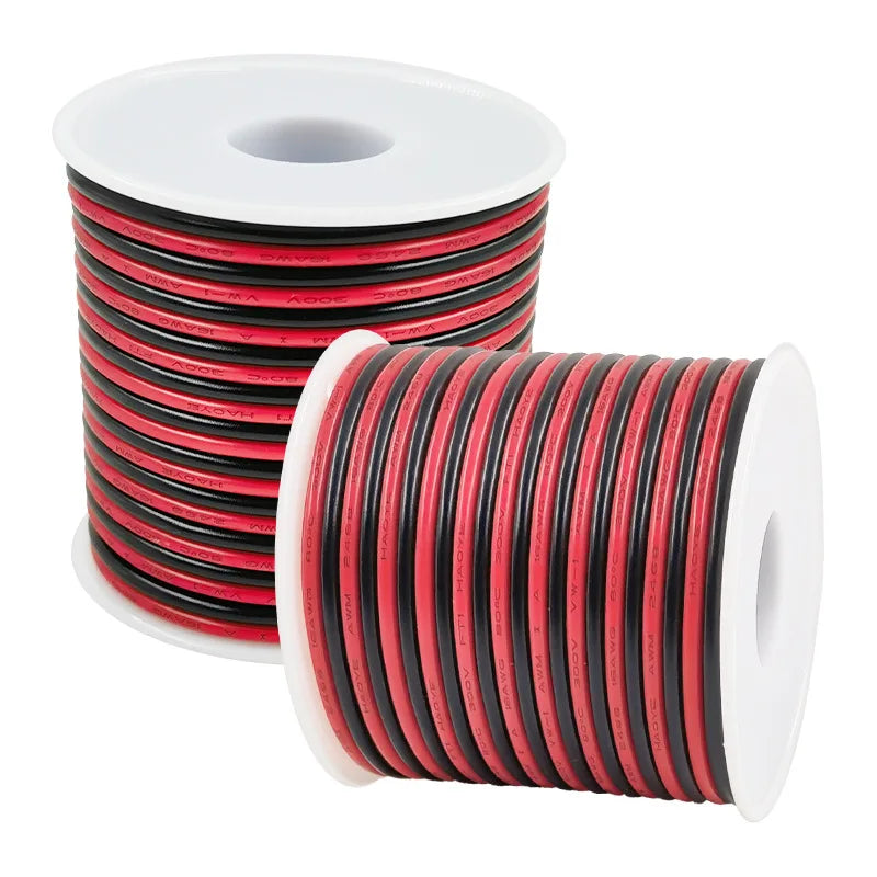 10M ~ 50M 16 18 20 22 24 26 28 30AWG 2 Pin Filo di Rame FAI DA TE HA CONDOTTO LA Lampada Connettore Rosso e Nero Cavo A Nastro Piatto 300V 80C