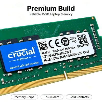 Cruciale 1PCS/2PCS RAM DDR4 per Laptop 16GB 2400 2666 3200MHz 8 Chip PCB Verde SODIMM Memoria per Notebook
