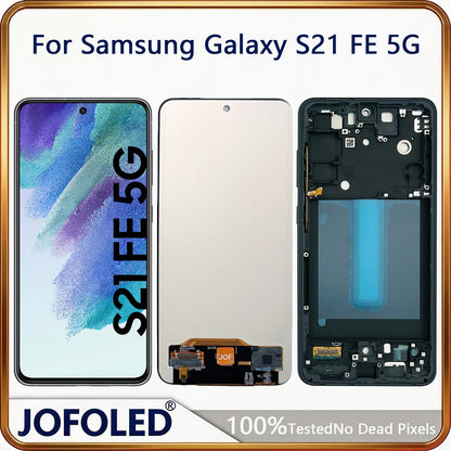 Schermo Dynamic AMOLED 2X S21FE con Cornice per Samsung Galaxy S21 FE 5G, Display LCD G990, Sostituzione Touch Screen Digitizer