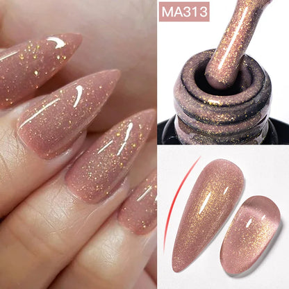 MEET ACROSS 7ml Gelatina Nuda Shimmer Base in gomma Gel Glitter Rosa Viola UV/LED Nail Art Vernis Gel Smalto per manicure Unghie FAI DA TE