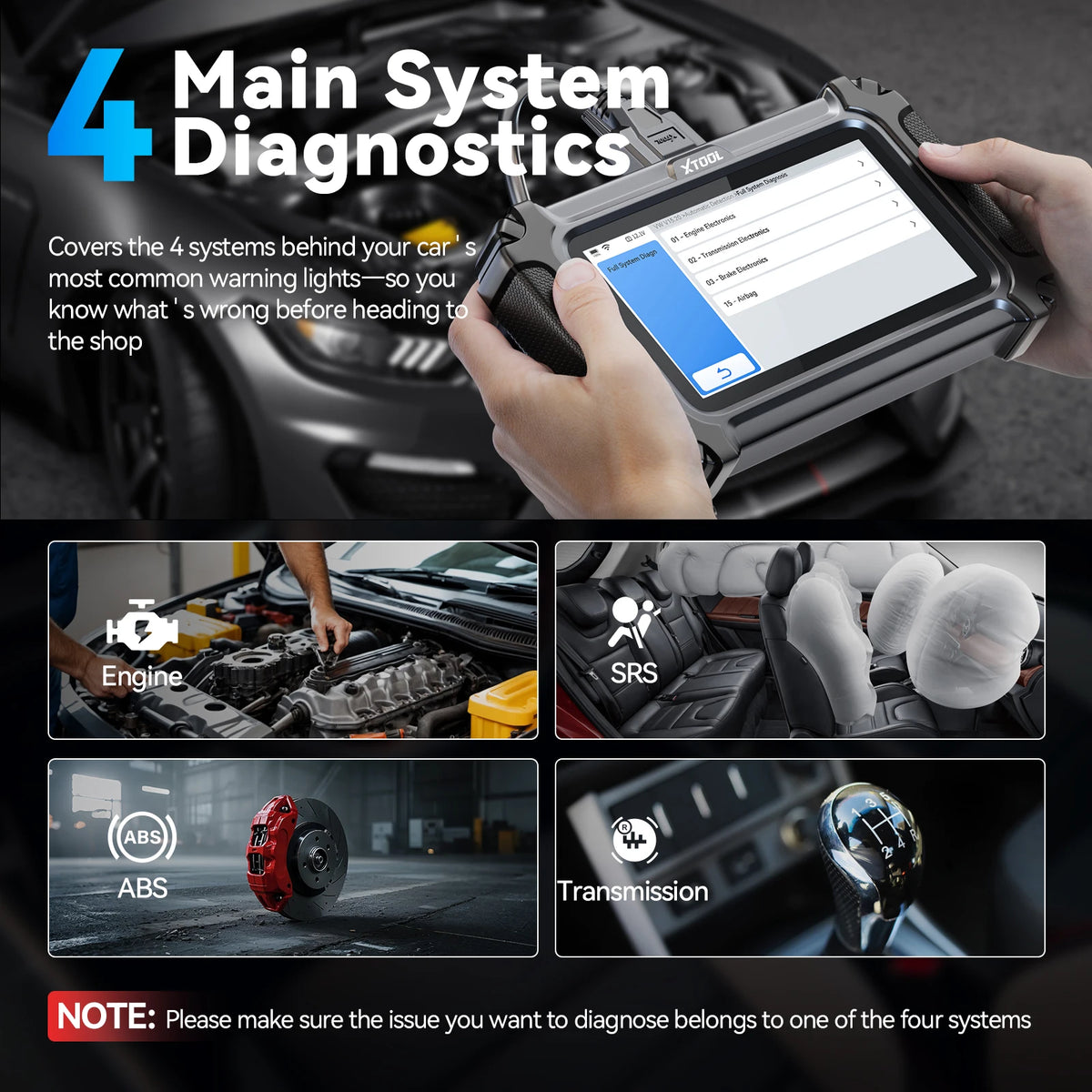 XTOOL D5S Strumenti diagnostici per auto ABS SRS Sistemi di trasmissione del motore Scanner OBD2 16+ servizi Tutte le funzioni Aggiornamento gratuito a vita