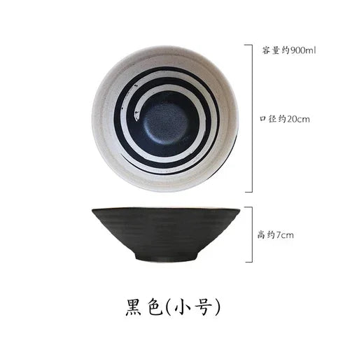 Ciotola giapponese Ramen ciotola per uso domestico di grandi dimensioni e Set di stoviglie per piatti ciotola in ceramica ciotola Ajisen ciotola per minestra di pasta di manzo