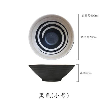Ciotola giapponese Ramen ciotola per uso domestico di grandi dimensioni e Set di stoviglie per piatti ciotola in ceramica ciotola Ajisen ciotola per minestra di pasta di manzo