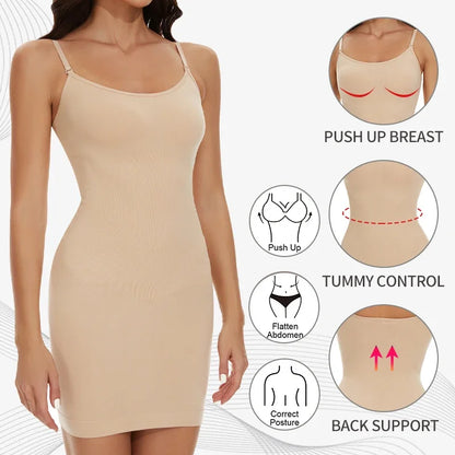 Intimo modellante da donna, slip completo, controllo della pancia, girocollo, mini sotto il vestito, modellante per il corpo liscio, nuova lingerie con spalline sottili