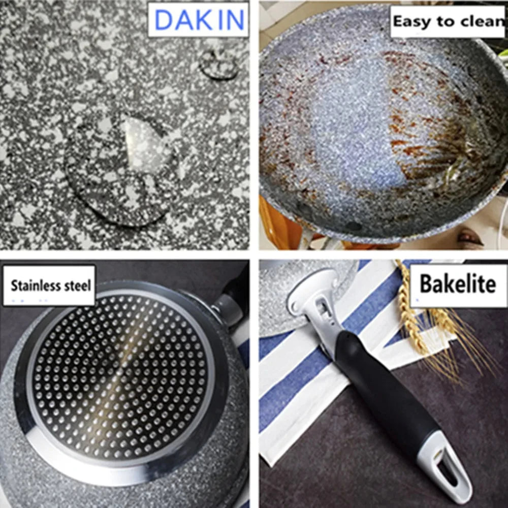 Durevole pietra friggitrice Pan28/26/24/20cm Wok padella antiaderente calderone fornello a induzione pentole Pancake uovo fornello a Gas casa