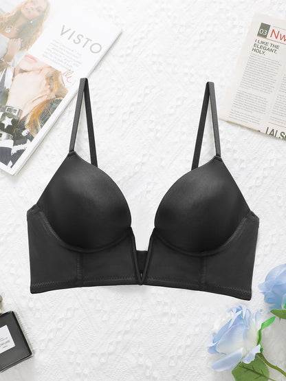 Lingerie sexy nera con scollo a V profondo, intimo da donna, intimo elegante retrò, può essere abbinato a un abito da sera con scollo a V profondo U055