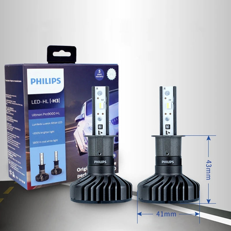 Philips Ultinon Pro9000 H1 H4 H7 LED H11 HB3 HB4 HIR2 faro Auto 9005 9006 9012 5800K bianco 250% lampade Auto a LED luminose