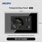 DELEFU Presa a Muro in Vetro Temperato Nero con USB Type-C per Ricarica Rapida, Interruttore Schuko, TV Sat, Telefono, Campanello, Italia/Cile