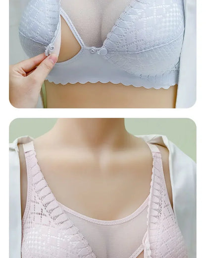 Reggiseno per allattamento premaman con bottone frontale Intimo raccolto regolabile Reggiseno per allattamento confortevole per l'allattamento di vestiti per donne incinte