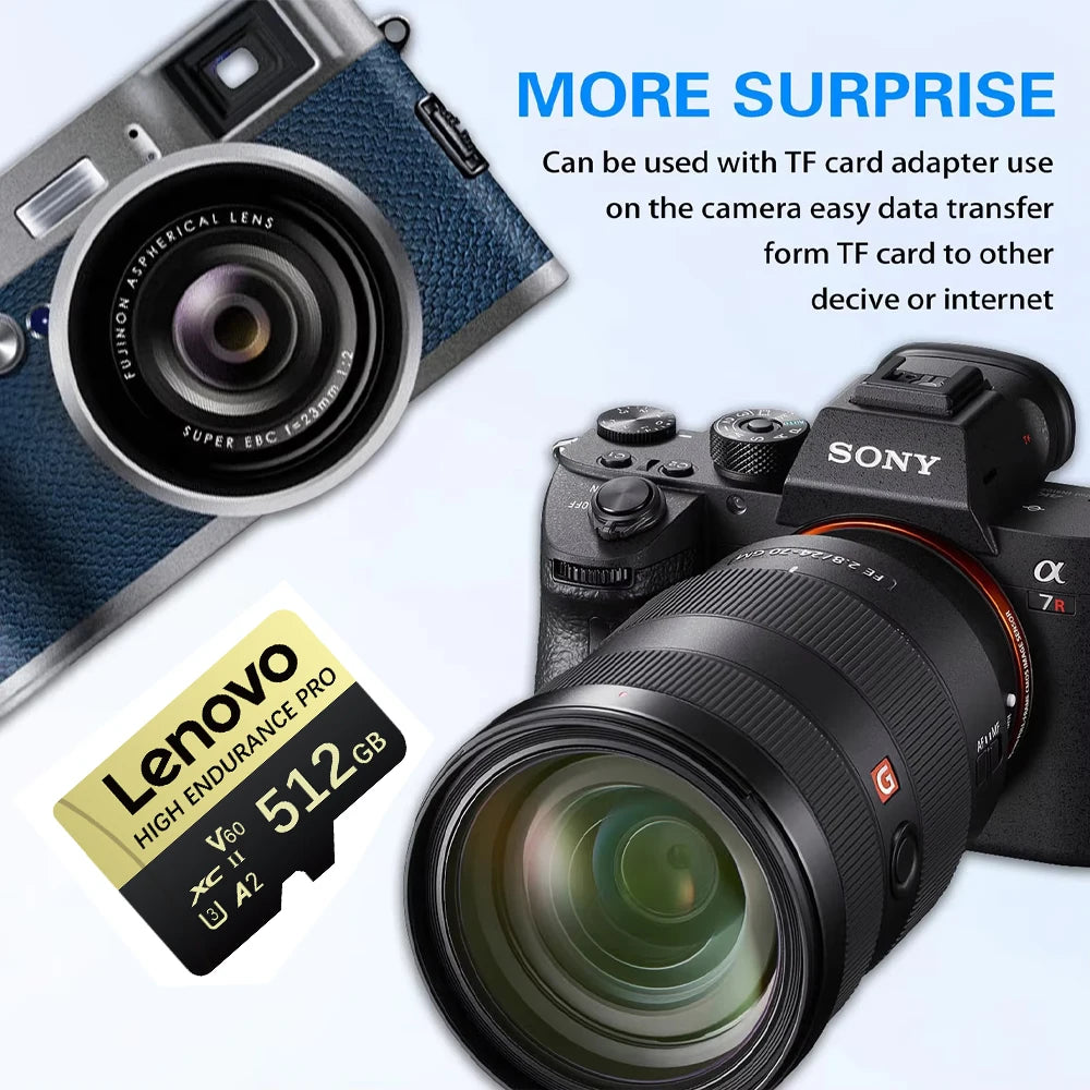 Scheda di memoria Lenovo 64GB 128GB 512GB 1TB Micro SD Classe 10 TF con adattatore SD per smartphone e dash cam