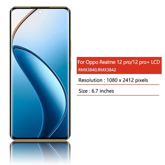Display LCD AMOLED da 6,7 pollici per Oppo Realme 12 Pro/12 Pro+ Plus RMX3840 RMX3842, gruppo digitalizzatore touchscreen