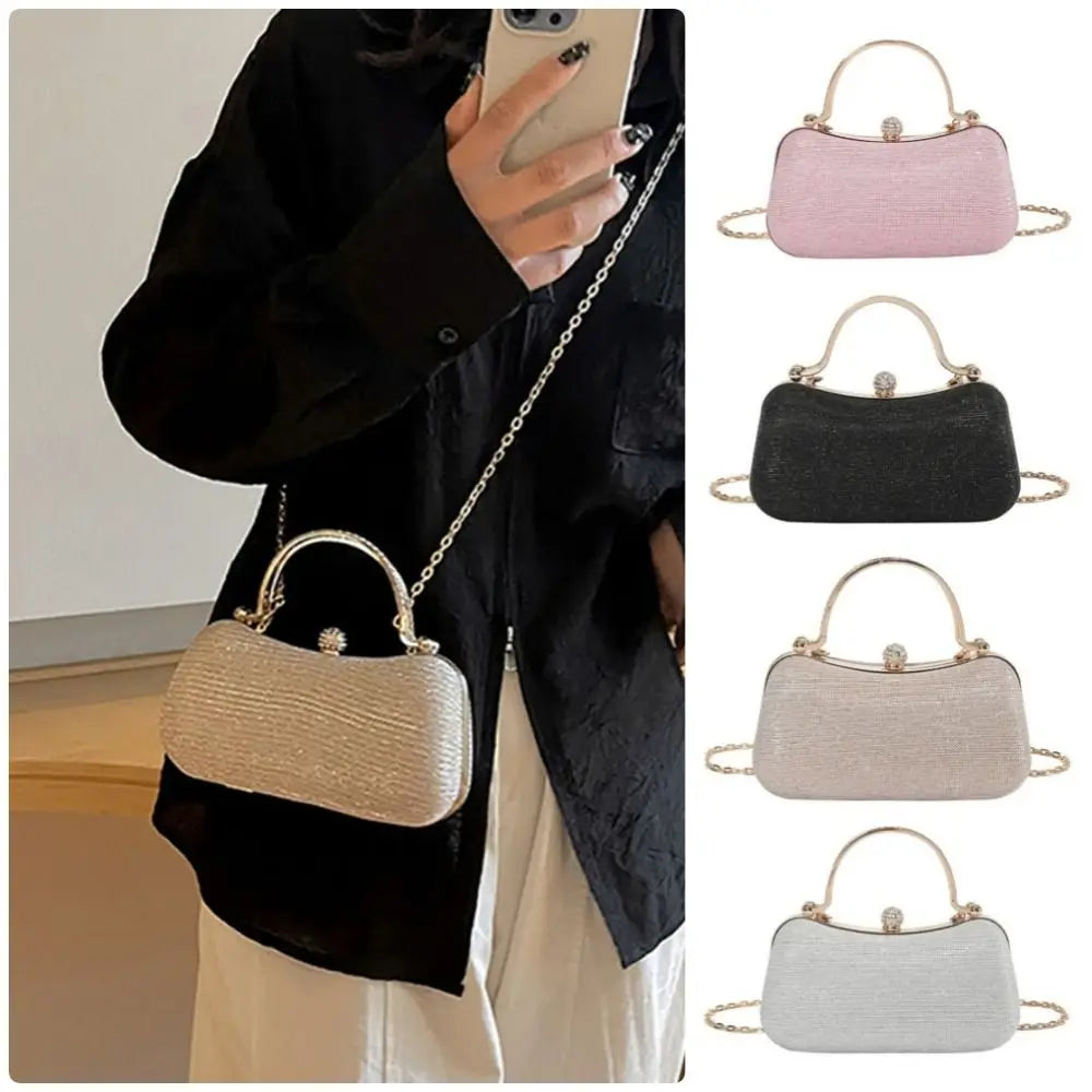 Borsa da sera da donna con perline da sposa Borsa da pranzo Borse a tracolla a catena Elegante pochette con strass Borsa da sera a forma di uovo