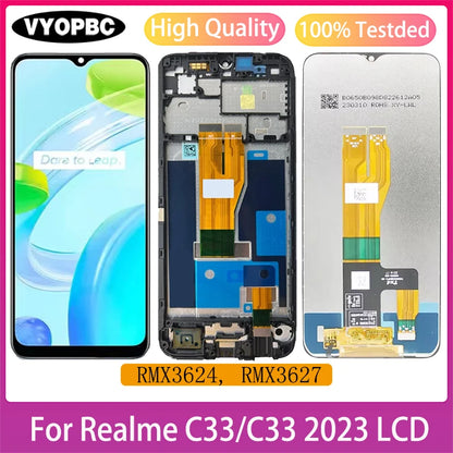Display LCD da 6,5' per OPPO Realme C33 2023, digitalizzatore touchscreen completo con telaio di ricambio, parti di ricambio RMX3624 RMX3627