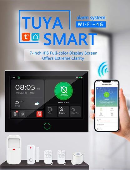 Consegna veloce KERUI Tuya WiFi + 4G Set di sistemi di allarme domestico con touch screen da 7 pollici dal magazzino ES Protezione di sicurezza dell'allarme G70