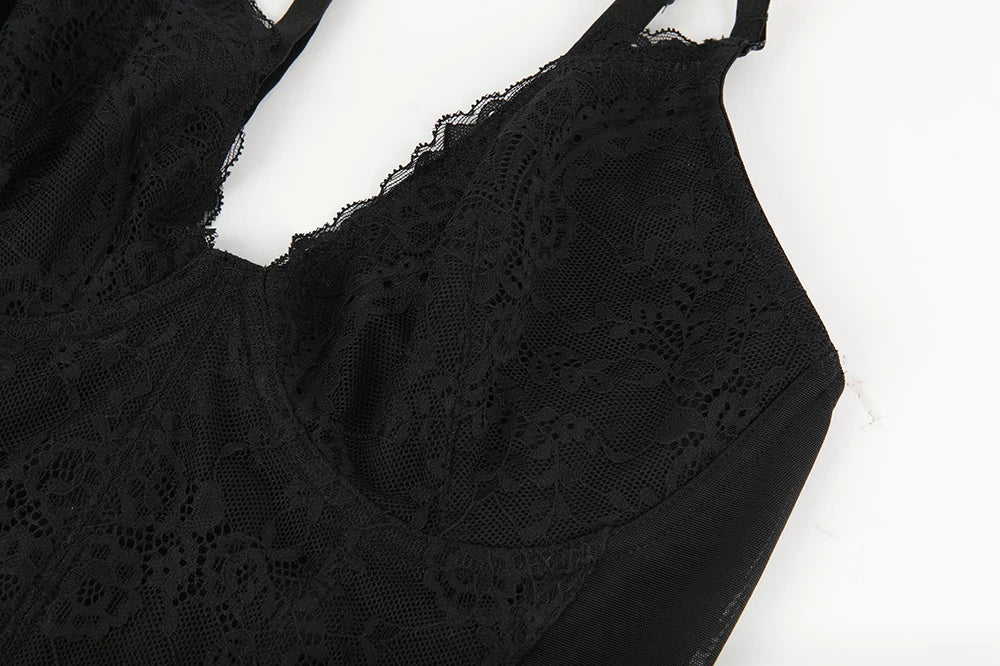 Body modellante in pizzo da donna con ferretto, controllo della pancia, modellante per tutto il corpo, corsetto con scollo a V, top, tuta, slip, lingerie, abbigliamento sexy