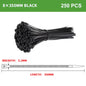 250PCS Fascetta in nylon di plastica autobloccante Fascetta per cavi nera 5X300 8*200mm Anello di fissaggio Fascetta per cavi Fascette per cavi in nylon con cinturino