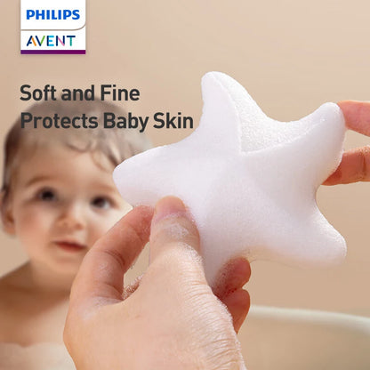 Philips AVENT Spugna da Bagno per Neonati in Konjac, Materiale Vegetale Naturale, Spugna Morbida per la Pulizia della Pelle Delicata dei Neonati
