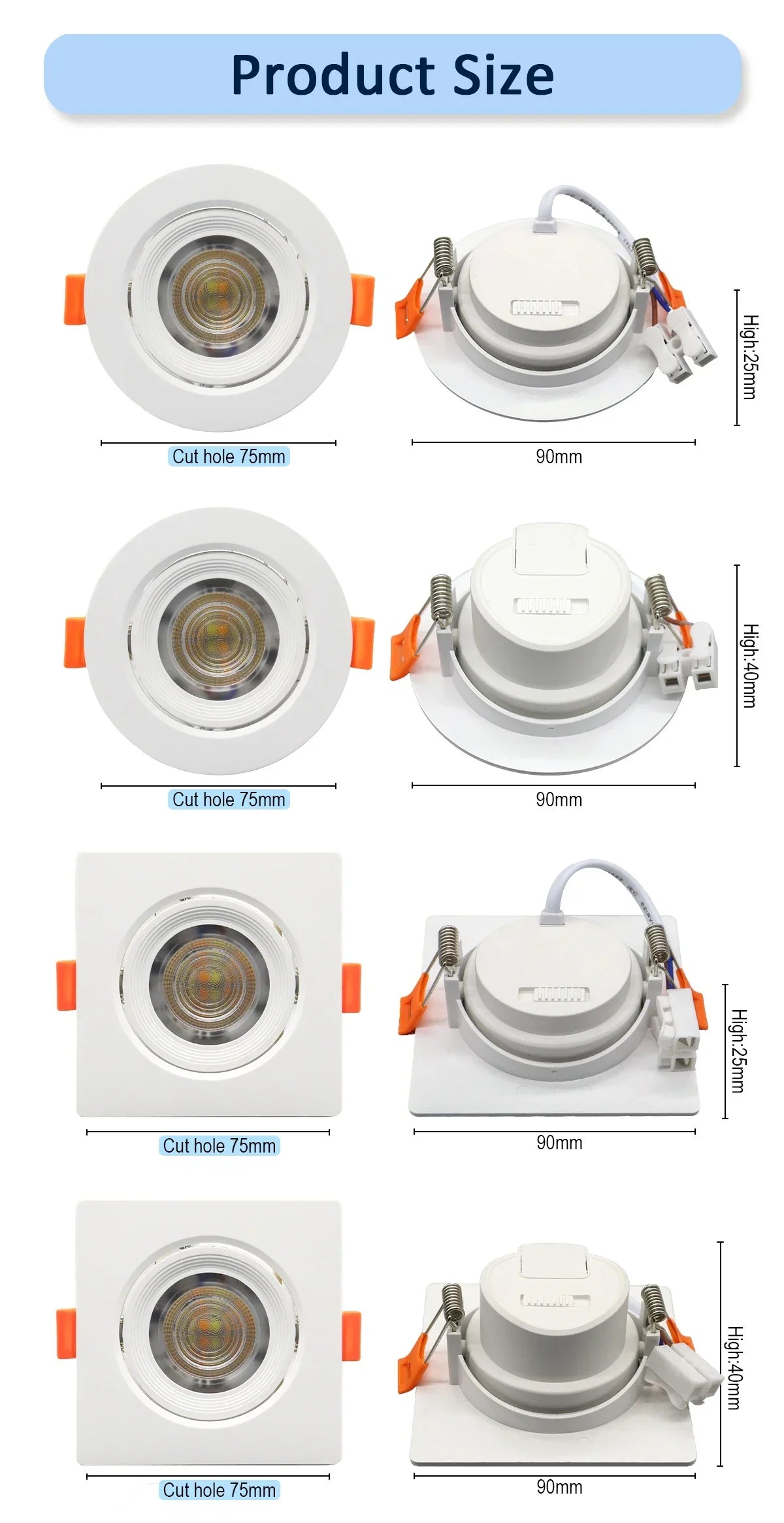 4-20 pezzi 3 CCT LED plafoniera 3000K 4000K 6500K pieghevole da incasso per la casa camera da letto bagno soggiorno illuminazione Lamparas Led