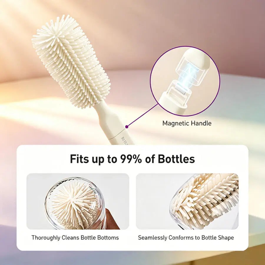 Set di 10 spazzole per la pulizia delle biberon Avent W67 con testina in silicone a ventosa magnetica per lavare e scolare senza danneggiare la biberon