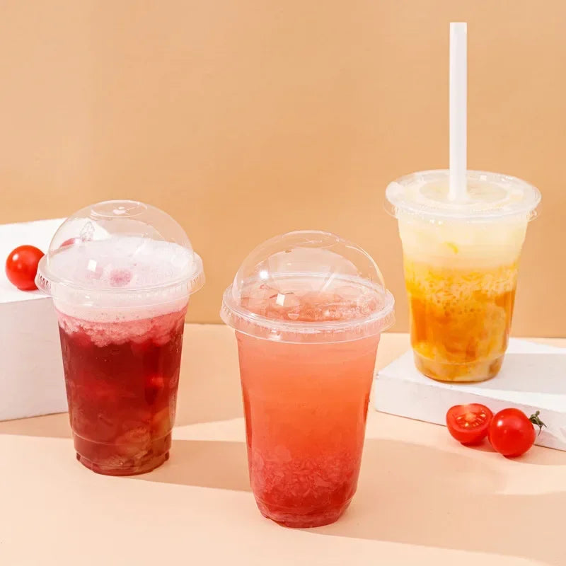 400ml 100% biodegradabile riciclabile trasparente usa e getta per bevande in plastica Pla tè al latte caffè tazza di liquido con cannuccia