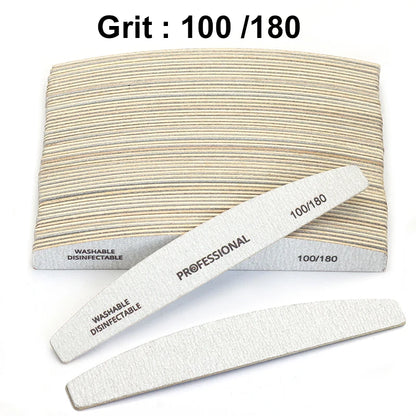 50/100 Pz Lime per unghie professionali in legno 180/240 Buffer 100/180 Grigio Barca Legno Carta vetrata Blocco Gel Lucidatore Levigatura Lime per unghie