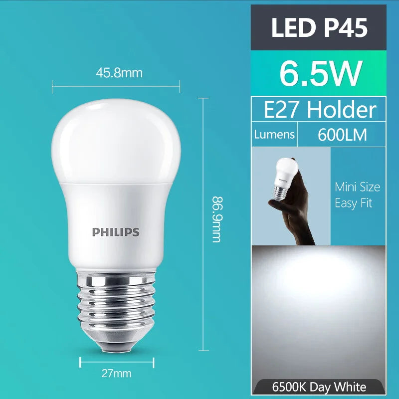 Philips LED E27 6,5 W (= 45 W) MyCare P Lampadina Mini Dimensioni 3000 K 6500 k Luce Bianca 220 V-240 V EyeComfort Lampada da Interno LED Originale, 1x