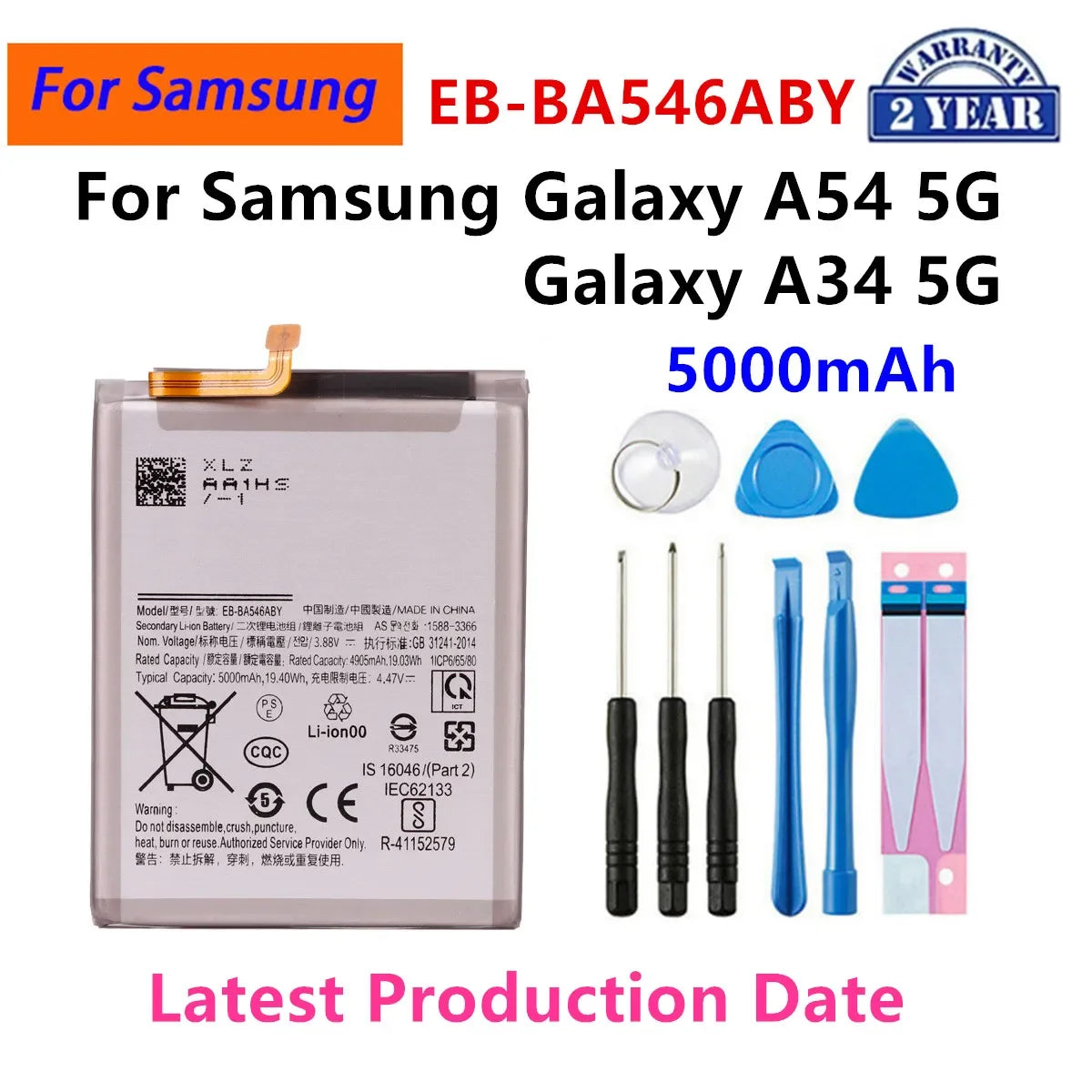 Batteria EB-BA336ABY EB-BA166ABY EB-BA546ABY per Samsung Galaxy A33 A53 A25 A13 5G /A15 A16 A24 4G 5G / A42 A72 A32 A54 A35 5G