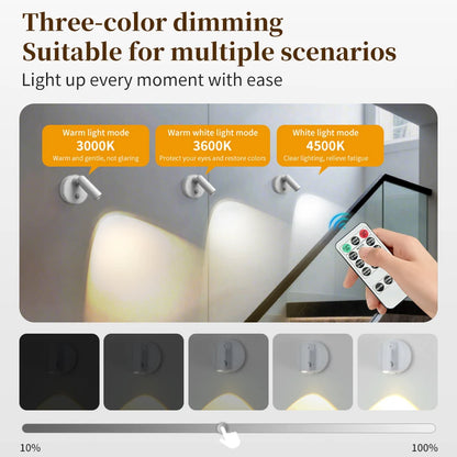 Lampada da Parete LED con Sensore di Movimento, Interruttore Touch, Luce Notturna, Faretto Magnetico Wireless Dimmerabile per Camera da Letto, Armadio, Scale, Decorazione