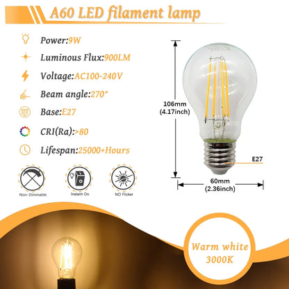 10 Lampadine LED E27 E14 B22 Stile Industriale Vintage, Retro Edison 8W 4W 6W 220V per Lampade a Filamento Incandescenti Edison