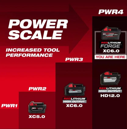 Milwaukee 100% M18 REDLITHIUM FORGE 6.0 Batteria – Ioni di Litio Standard, 18V, 48-11-1861 Per Tutti gli Utensili Elettrici a Batteria della Serie M18