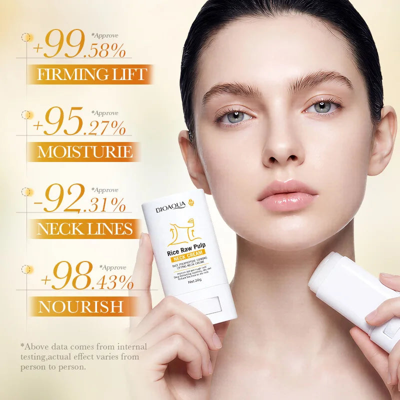 BIOAQUA Crema Collo al Riso Puro con Polipeptidi di Riso Rassodante, Lifting e Idratante, Migliora la Pelle Opaca e Ruvida, Riduce le Linee Sottili, Cura del Collo