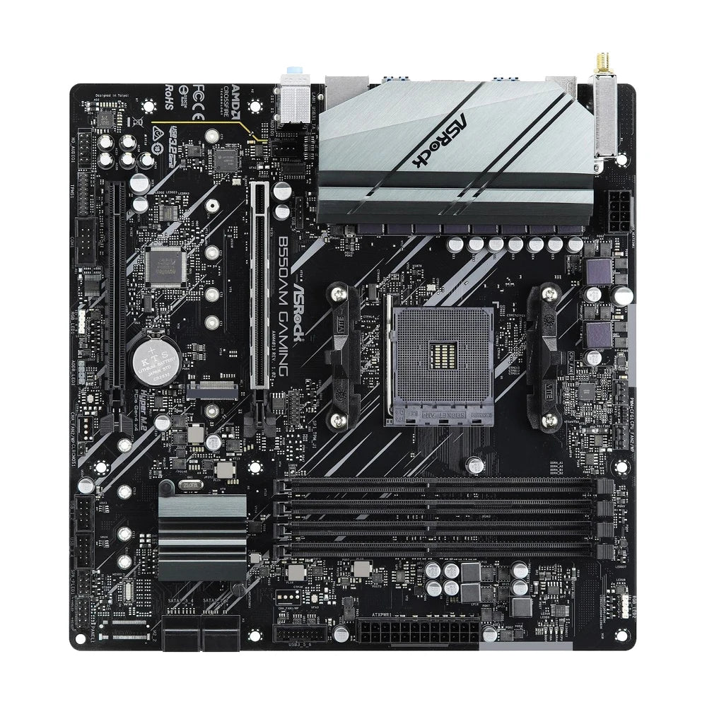 Scheda madre ASRock B550AM GAMING, compatibile con CPU AMD 3600, 5600G, 5700X, 5700x3D, 5800X3D, socket B550 AM4, DDR4, HDMI, M.2, formato MATX, PCIe 4.0.