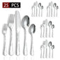 Set di posate in acciaio inossidabile con incisione laser Rose Cat, 4/15/25/40 pezzi, coltello, forchetta, cucchiaio, per coppie, stoviglie per feste
