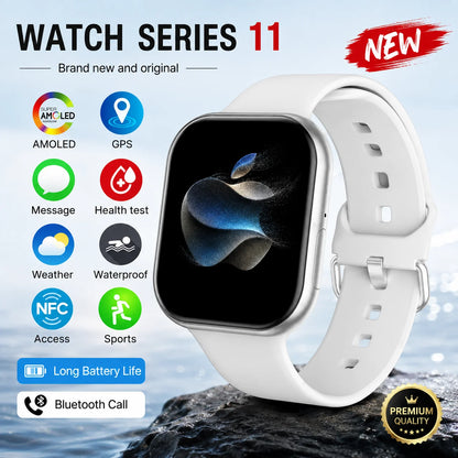 Nuovo Smartwatch iOS Serie 11, Display AMOLED Ultra HD, Cardiofrequenzimetro, GPS, Impermeabile IP68, Fitness, Chiamate Wireless, Braccialetto Originale