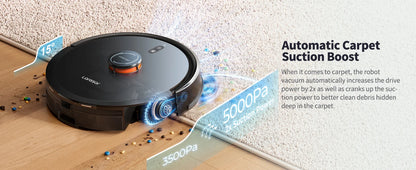 Laresar L20 Robot Aspirapolvere con 5000Pa di Aspirazione, Navigazione LDS, Stazione di Svuotamento Automatico, Controllo Smart APP per Pavimenti e Tappeti