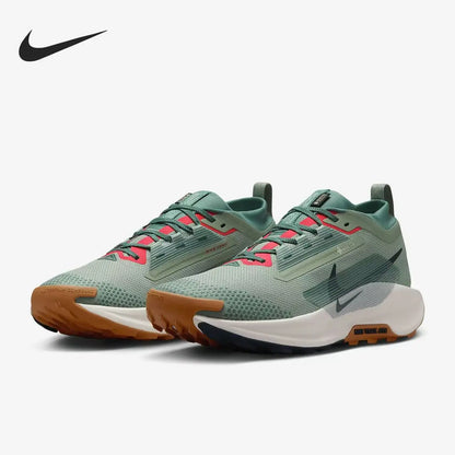 Scarpe da trail running Nike - rete grigio-verde, traspiranti, protettive, con ammortizzazione, suola in gomma resistente, modello FQ0908-300.