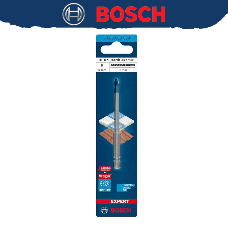 BOSCH EXPERT HEX-9 Punta da trapano in ceramica dura 10X Lunga durata Punta da trapano per pietra in materiale ad alta durezza 2608900590 2608900588