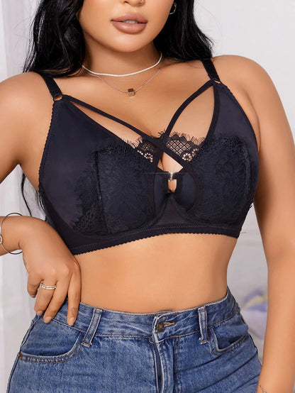 Lingerie taglie forti da donna mezza tazza raccolta push up bottone frontale design incrociato in pizzo adatto per donne voluptuose XL-XXXL MR2895