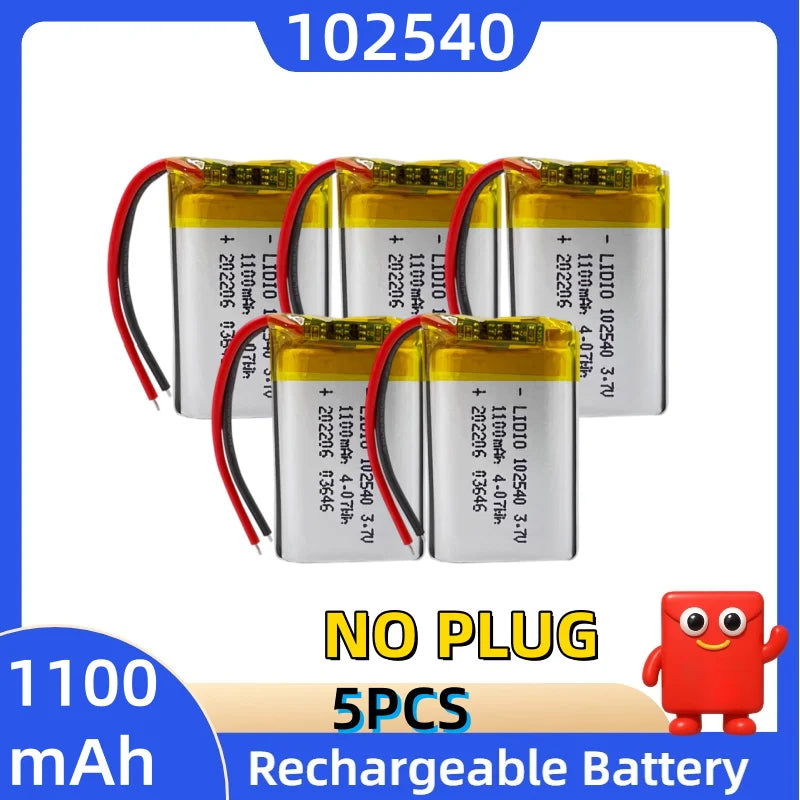Batteria al litio 3,7 V 102540, 1100 mAh, batterie polimeriche + scheda di protezione PCB per localizzatore GPS, dispositivi MP3/MP4, batteria ricaricabile.