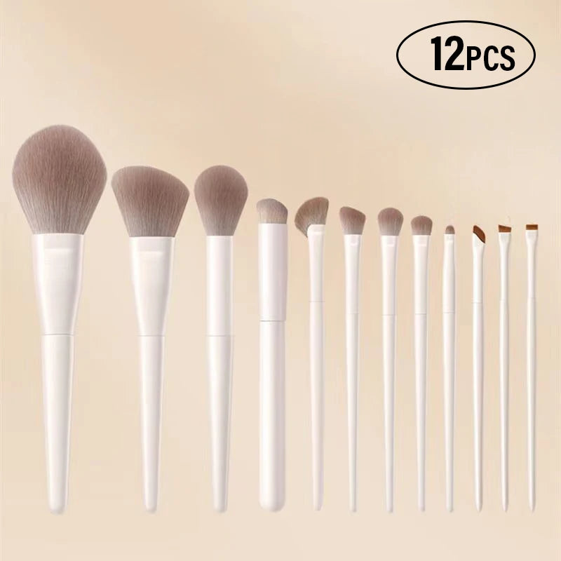 Set di 5-12 Pennelli Professionali per Trucco, Pennelli per Ombretto, Eyeliner, Contouring, Fondotinta e Sfumatura, Strumenti Cosmetici per la Bellezza del Viso Femminile