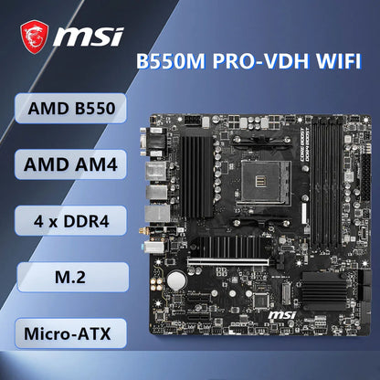 Scheda madre MSI B550M PRO-VDH WIFI AMD B550 AM4 4xDDR4 128GB Micro-ATX compatibile con CPU Ryzen 5 5600 5700 5800X 3600