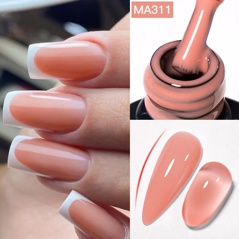 MEET ACROSS 7ml Gelatina Nuda Shimmer Base in gomma Gel Glitter Rosa Viola UV/LED Nail Art Vernis Gel Smalto per manicure Unghie FAI DA TE