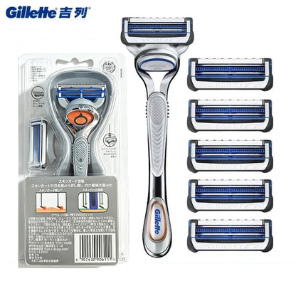 Rasoio manuale Gillette SkinGuard con 2 lame sottili Nano, pettine Skin Guard e strisce lubrificanti per pelli sensibili e acneiche, ideale per principianti.
