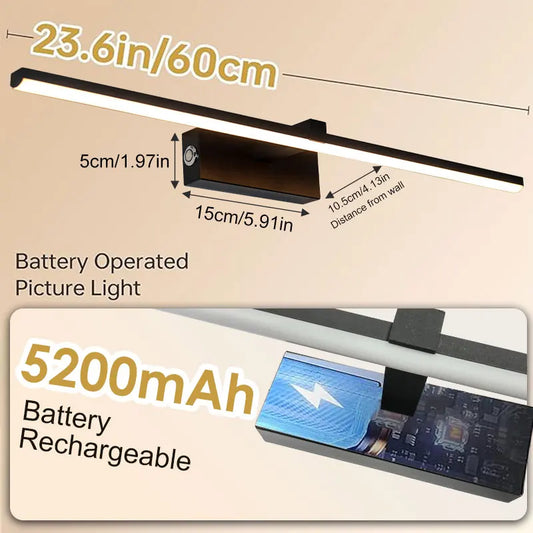 Applique da Parete a Batteria 5200mAh Ricaricabili, Luci da Parete Wireless 3CCT Dimmerabili, Illuminazione LED con Telecomando, Cablaggio Fisso