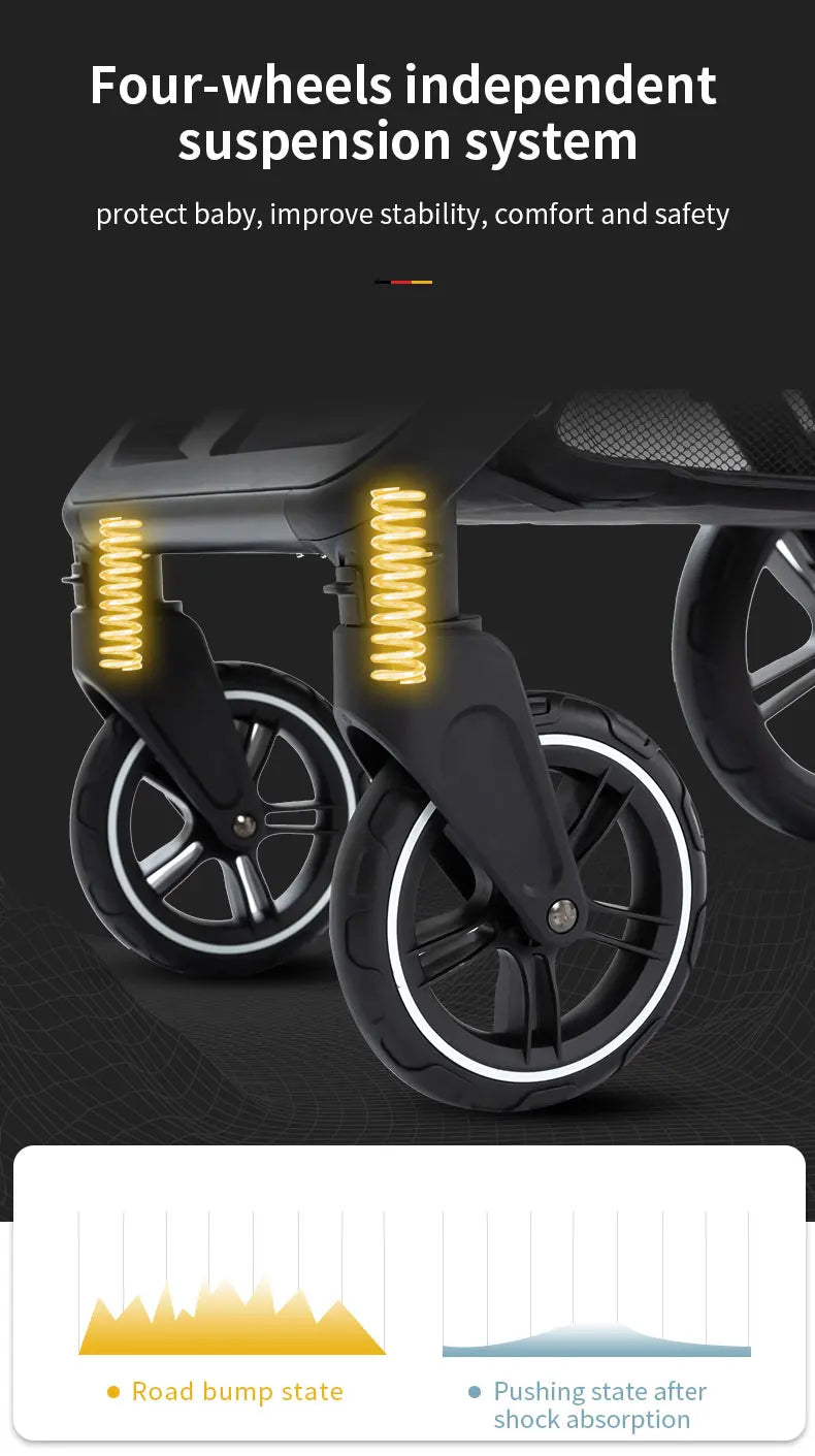 Nuovo passeggino di lusso 3 in 1 carrozzina da viaggio portatile pieghevole carrozzina alta paesaggio telaio in alluminio passeggino neonato