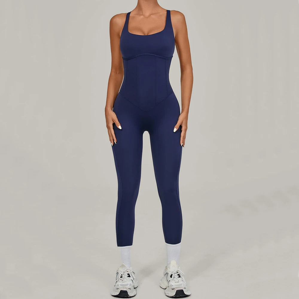 Regolabile Indietro Fitnes Donna Body Corsetto Yoga Set Push Up Palestra Tuta intera Tuta da allenamento Abbigliamento attivo femminile XP274