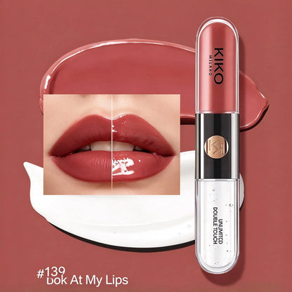 KIKO Milano: rossetto trasparente bicolore, a lunga tenuta, resistente alle sbavature, con un'elevata concentrazione di pigmenti e disponibile in finiture opache e lucide.
