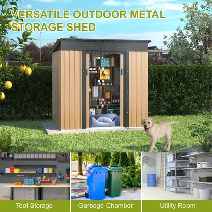 # # Per capannone portaoggetti da esterno 6x4 piedi, capannone da giardino in metallo, casa portaoggetti anticorrosione in acciaio con tetto inclinato e *
