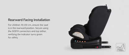 Seggiolino Auto per Bambini ISOFIX 360 °   Seggiolino di sicurezza per bambini orientabile in avanti e all'indietro, approvato ECE R129 i-Size, per bambini da 0 a 12 anni.